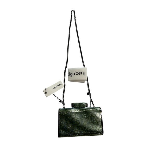 Olga Berg Handbags - NWT Olga Berg Bae Crystal Clutch in Green